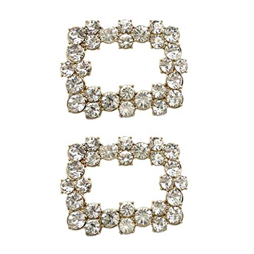 1 Par Hebillas de Zapatos de Novia Rectangular Broche con Diamantes Artificiales Accesorios de Costura de Manualidades - Plata