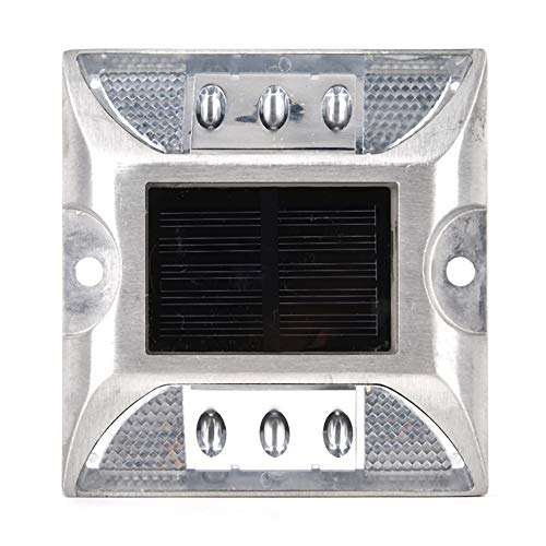 2 piezas Luz solar para suelo, Luces LED, 6 luces de marcador de tierra LED, Lámpara exterior impermeable para carretera, camino, plataforma, muelle, entrada de auto, jardín (blanca)