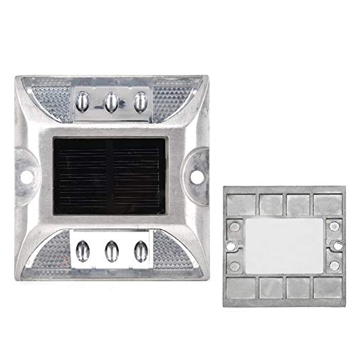 2 piezas Luz solar para suelo, Luces LED, 6 luces de marcador de tierra LED, Lámpara exterior impermeable para carretera, camino, plataforma, muelle, entrada de auto, jardín (blanca)