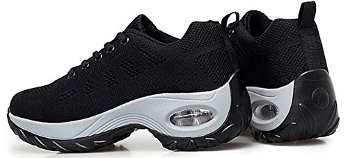 2020 Zapatos cuña Mujer Zapatillas de Deportivas Plataforma Mocasines Primavera Verano Planas Ligero Tacon Sneakers Cómodos Zapatos para Mujer, Black,40 EU