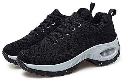 2020 Zapatos cuña Mujer Zapatillas de Deportivas Plataforma Mocasines Primavera Verano Planas Ligero Tacon Sneakers Cómodos Zapatos para Mujer Negro Gris Blanco