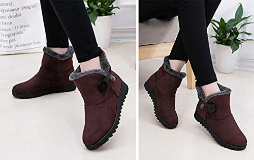 2020 Zapatos Invierno Mujer Botas de Nieve Casual Calzado Piel Forradas Calientes Planas Outdoor Boots Antideslizante Zapatillas para Mujer EU36/fabricante 235,Botines marrones