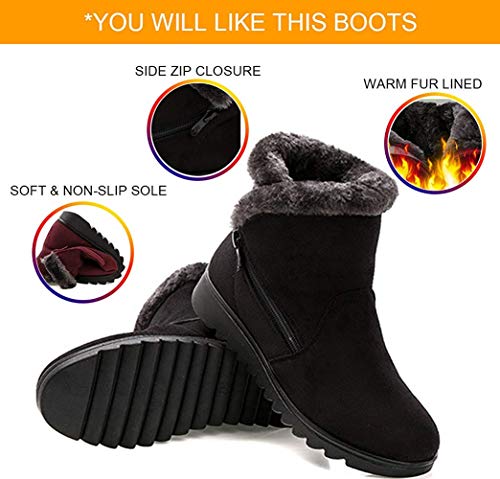 Zapatos Invierno Mujer Botas de Nieve Casual Calzado Piel Forradas  Calientes Planas Outdoor Boots Antideslizante Zapatillas para Mujer  EU39/fabricante 250,Rojo : : Moda