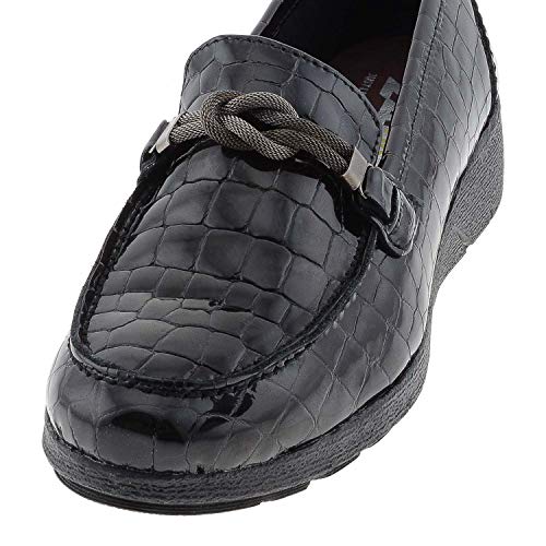 24 Horas 24725 Mocasines Planos en Piel para Mujer Talla: 39 Color: Negro