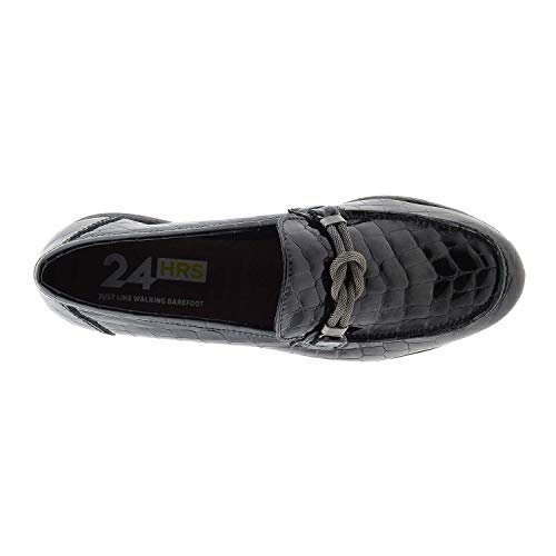 24 Horas 24725 Mocasines Planos en Piel para Mujer Talla: 39 Color: Negro