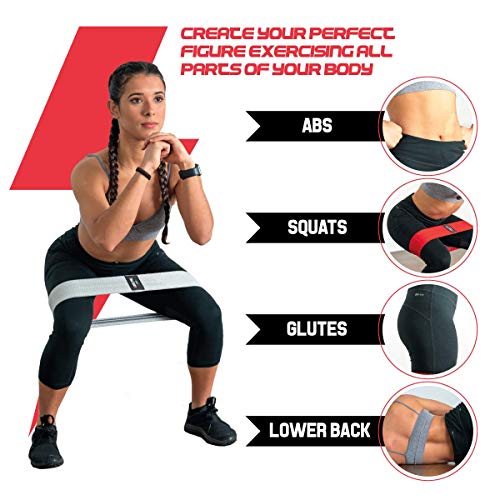 2GetFit Bandas Elásticas Musculación (Set de3): Banda Tela Glúteos, Goma de Resistencia Fitness, Cintas/Bandas Elásticas/Resistencia, Gimnasio/Gym/TRX