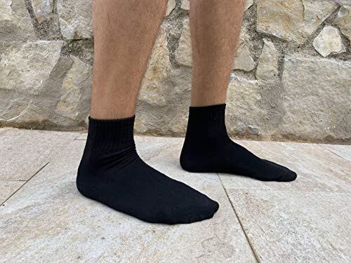 6 Pares Calcetines de tenis corte medio (Negro, 35-40)