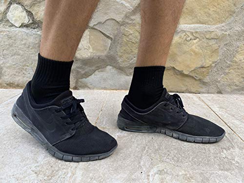 6 Pares Calcetines de tenis corte medio (Negro, 35-40)