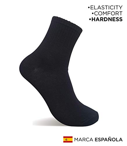 6 Pares Calcetines de tenis corte medio (Negro, 40-46)