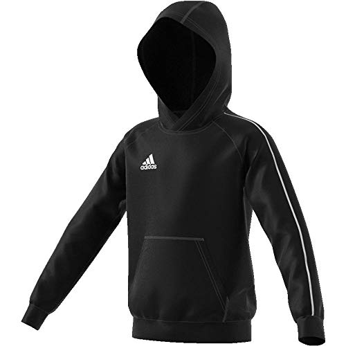 Adidas CORE18 Hoody Y Sudadera con Capucha, Unisex Niños, Negro/Blanco, 5-6 años (Talla del Fabricante: 116)