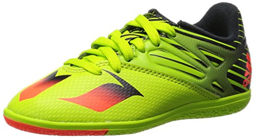 adidas Messi 15.3 IN J, Botas de fútbol Unisex niños, Verde/Rojo/Negro (Seliso/Rojsol/Negbas), 35 1/2