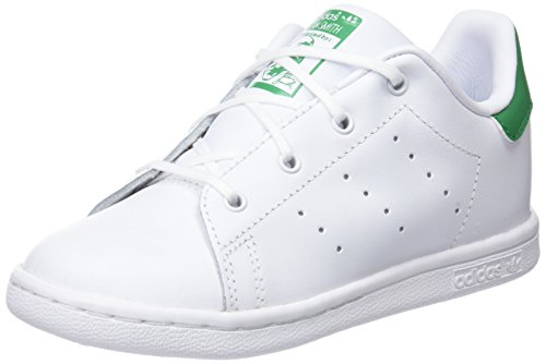 adidas Stan Smith, Zapatillas Unisex niños, Blanco (Footwear White/Footwear White/Green 0), 27 EU