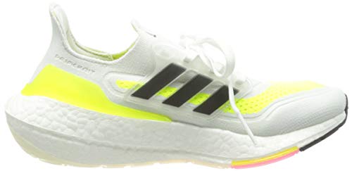 adidas Ultraboost 21 W, Zapatillas para Correr Mujer, FTWR White/Core Black/Solar Yellow, 40 EU