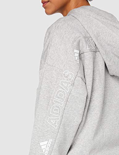 adidas W BOS AOP FZ HD Sweatshirt, Mujer, Medium Grey Heather/White, S