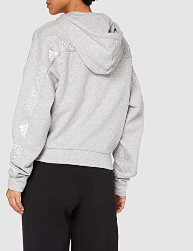 adidas W BOS AOP FZ HD Sweatshirt, Mujer, Medium Grey Heather/White, S