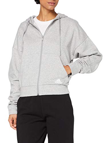 adidas W BOS AOP FZ HD Sweatshirt, Mujer, Medium Grey Heather/White, S