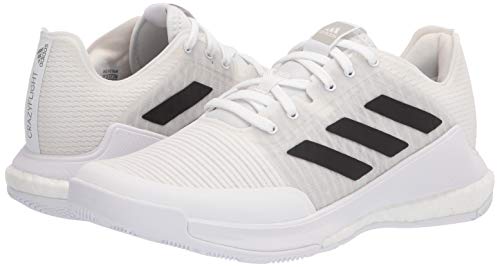 adidas Women's Crazyflight Volleyball Shoe, White/Black/Grey, 7