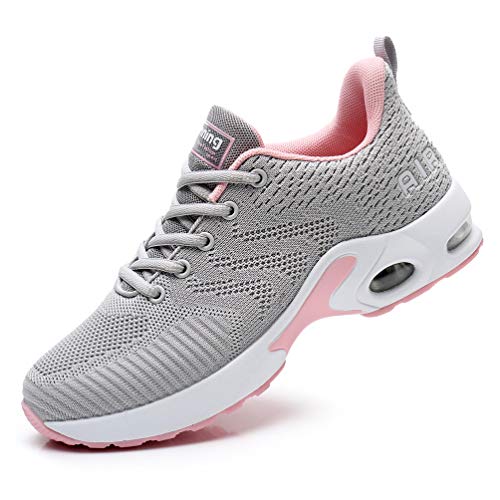 AFFINEST Zapatos para Correr para Mujer Air Zapatillas de Running Ligero y Transpirable Sneakers y Asfalto Aire Libre y Deportes Calzado Gris 36