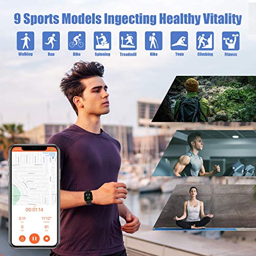 AIKELA Smartwatch,Relojes Inteligentes Mujer Hombre,Deporte Reloj de Fitness con Impermeable IP68,Actividad Monitores de Datos Físicos/Ciclo Menstrual Femenino,Compatible con Android iOS Negro