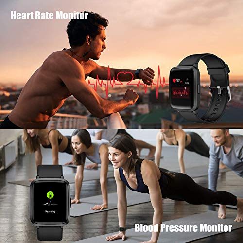 AIKELA Smartwatch,Relojes Inteligentes Mujer Hombre,Deporte Reloj de Fitness con Impermeable IP68,Actividad Monitores de Datos Físicos/Ciclo Menstrual Femenino,Compatible con Android iOS Negro