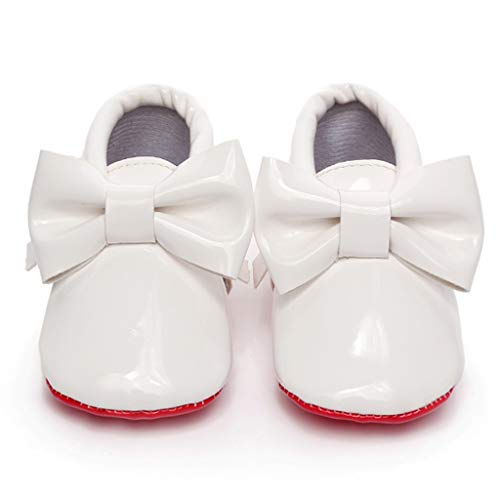 AIni Zapatos para Caminantes De Color Liso para NiñAs Bowknot Flat Bautizo Princess Bridal Party Zapatos Antideslizantes para La Escuela Mary Jane Talla 0-24 Meses