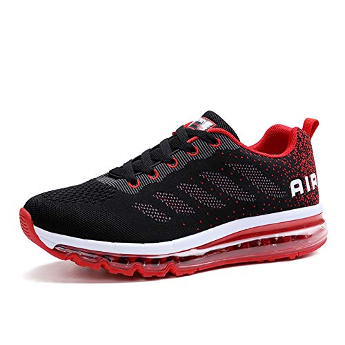 Air Zapatillas de Running para Hombre Mujer Zapatos para Correr y Asfalto Aire Libre y Deportes Calzado Unisexo Black Red 39