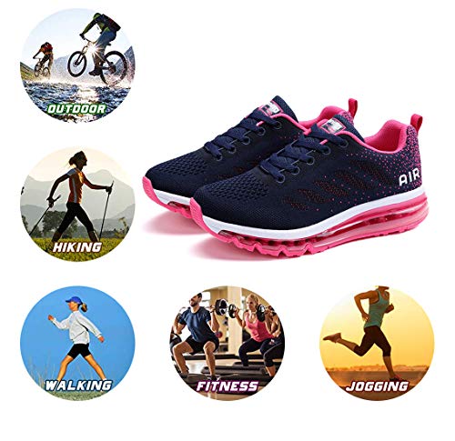 Air Zapatillas de Running para Hombre Mujer Zapatos para Correr y Asfalto Aire Libre y Deportes Calzado Unisexo Blue Plum 37