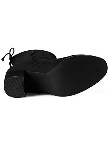 Allegra K Botas Altas hasta La Rodilla Talón Grueso Punta Redondeada para Mujer Negro 40