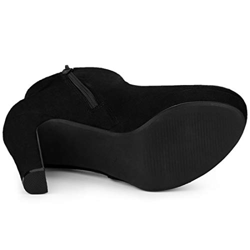 Allegra K Botines con Plataforma Tacón Grueso Alto Punta Redondeada para Mujer Negro 40