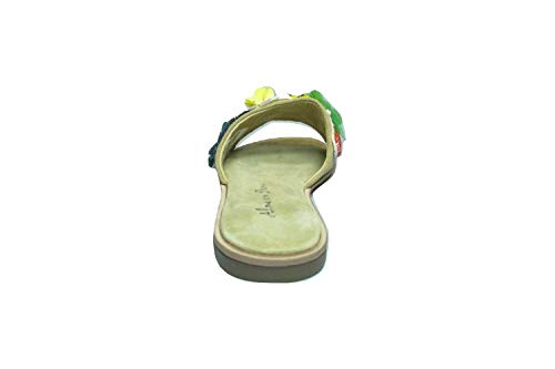 Alma en Pena V20939 - Chanclas de mujer con lentejuelas, piel de velour, color beige, color Multicolor, talla 39 EU