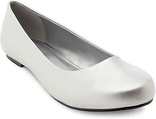 Andres Machado - Bailarinas clásicas para Mujer - AM539 - Slippers Punta Redondeada Fiesta- Amplia selección de Colores y Materiales - Soft Plata EU 44