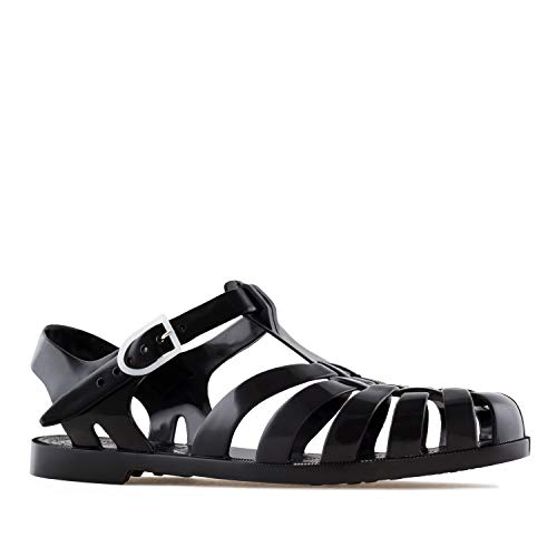 Andres Machado - Sandalias de verano de goma unisex para mujeres, hombres y niños - AM188 - cangrejeras con cierre de hebilla - Negro -EU 36