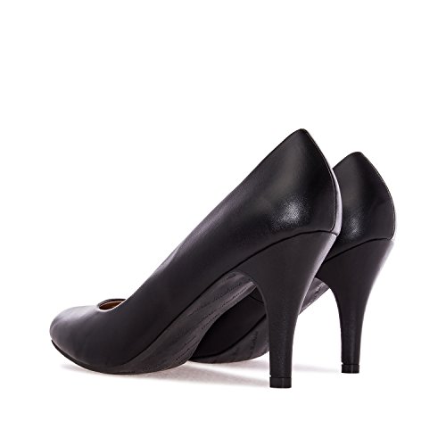 Andres Machado - Zapatos de tacón para Mujer - Tacon de Aguja - ESAM422 - Hora Estilo Retro - Tallas pequeñas, Medianas y Grandes - sin Cordones - Zapato de tacón Soft Negro. EU 34