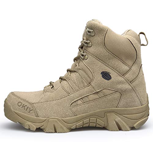 AONEGOLD Hombres Botas de Senderismo Zapatos de Trekking Botas Tácticas Transpirables Militar Senderismo Zapatos Botas de Invierno(Caqui,39 EU)