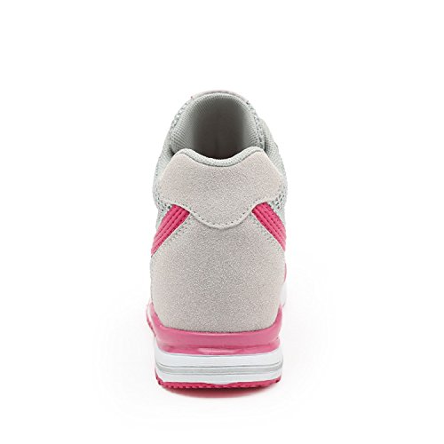 AONEGOLD® Zapatillas de Cuña para Mujer Zapatillas de Deporte Zapatillas Altas Primavera/Verano Tacón Cuña 7CM(Gris,40 EU)