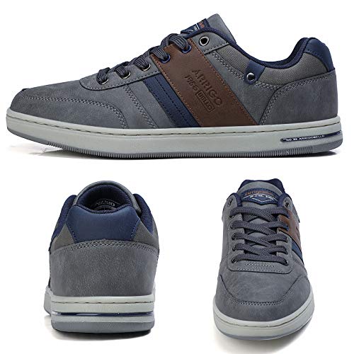 ARRIGO BELLO Zapatos Hombre Zapatillas para Vestir Casual Deportivas Confort PU Cuero Deporte Sneakers Talla 41-46(Gris Oscuro,46)