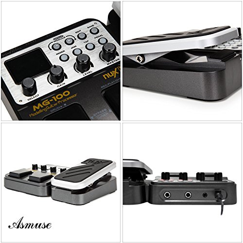 Asmuse Multi Efecto Pedal Guitarra Eléctrica MG100 Procesador de Pedalera Multiefectos Guitarra para Bajo Principiante Looper EQ Mezclador Instrumento con Adaptador de Energía (Enchufe de la UE)