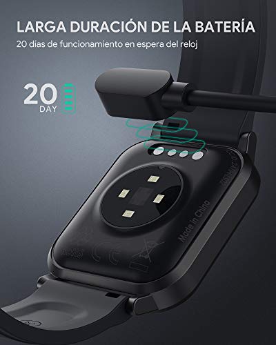 AUKEY Smartwatch, Reloj Inteligente Deportivo Impermeable IP68 Pulsera de Actividad Inteligente con Monitor de Sueño Controlador de Música para Hombre Mujer y Niños, Admite Android y iOS