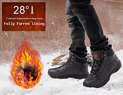 Axcone Hombre Mujer Botas de Nieve Invierno Aire Libre Zapatos Impermeable Antideslizante Calientes Botines Planas-BU38