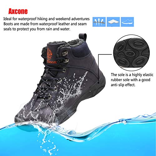 Axcone Hombre Mujer Botas de Nieve Invierno Aire Libre Zapatos Impermeable Antideslizante Calientes Botines Planas-BU38