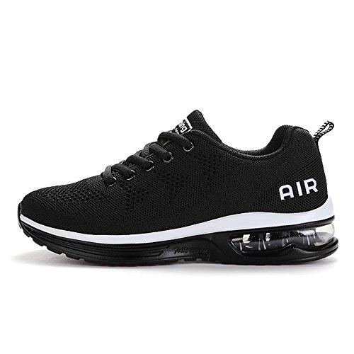 Axcone Hombre Mujer Zapatillas de Correr Casual Aire Libre Deporte Fitness Zapatillas de Running para Deportivos Entrenamiento-Blanco Negro 43