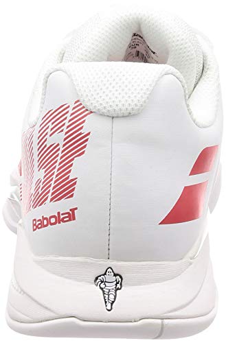 Babolat Propulse Blast Teppichschuh Damen-Weiß, Rot, Zapatillas de Tenis Mujer, White Hibiscus, 38.5 EU