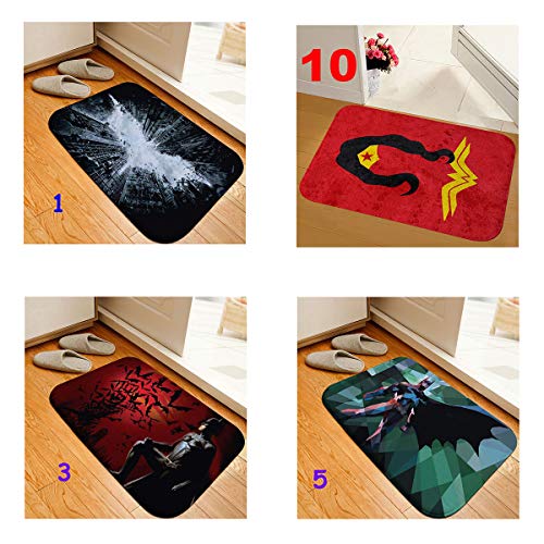 Batman Wonder Woman - Felpudo de interior (15 x 23 pulgadas), antideslizante, para puerta delantera, interior, piso, suciedad, trampa, entrada, zapatos, alfombra