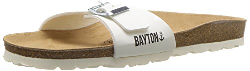 Bayton Mujeres Zephyr Punta Abierta Casual Sandalias de Cuña, Blanc- White Shine/Black Bottom, Talla 10