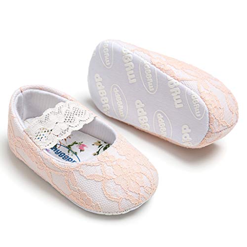 Berimaterry Bebé Prewalker Zapatos Primeros Pasos para bebé-niñas,Zapatos de Flores de Encaje,Sandalias de Bowknot para 0-6 6-12 12-18 Meses Bebé Cuero Princesa Suave Suela Niña Casuales 0-18 Mes