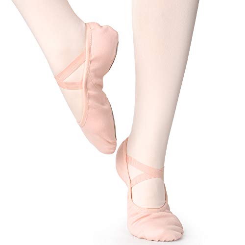 Bezioner Zapatillas de Danza Elástico Media Punta Zapatos de Ballet Baile Suela Partida de Cuero para Niñas y Mujer 38