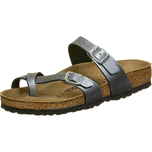 Birkenstock Passe-pouces Mayari Birko-Flor Icy Metallic Anthracite, Sandalia Mujer, 37 EU