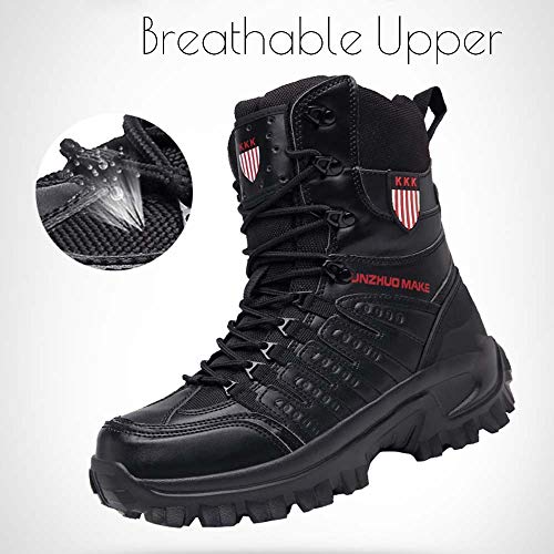 Bititger - Botas de desierto militares de piel, impermeables, con cremallera, botas tácticas y de combate para hombre, para patrullas, de seguridad, para policías, color Beige, talla 45 EU