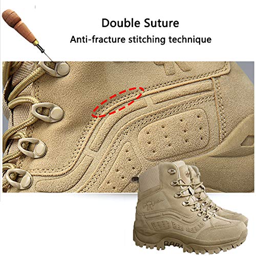 Bititger - Botas de desierto militares de piel, impermeables, con cremallera, botas tácticas y de combate para hombre, para patrullas, de seguridad, para policías, color Beige, talla 42 2/3 EU