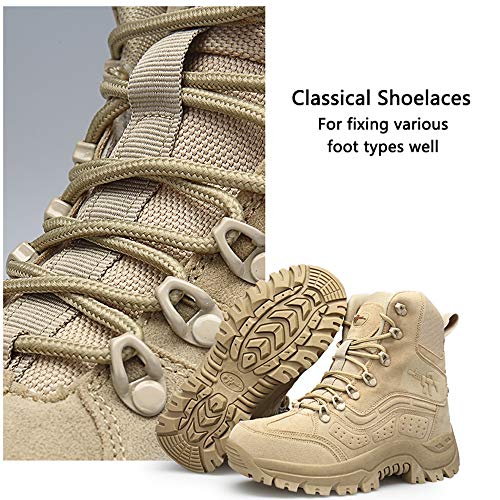 Bititger - Botas de desierto militares de piel, impermeables, con cremallera, botas tácticas y de combate para hombre, para patrullas, de seguridad, para policías, color Beige, talla 42 2/3 EU